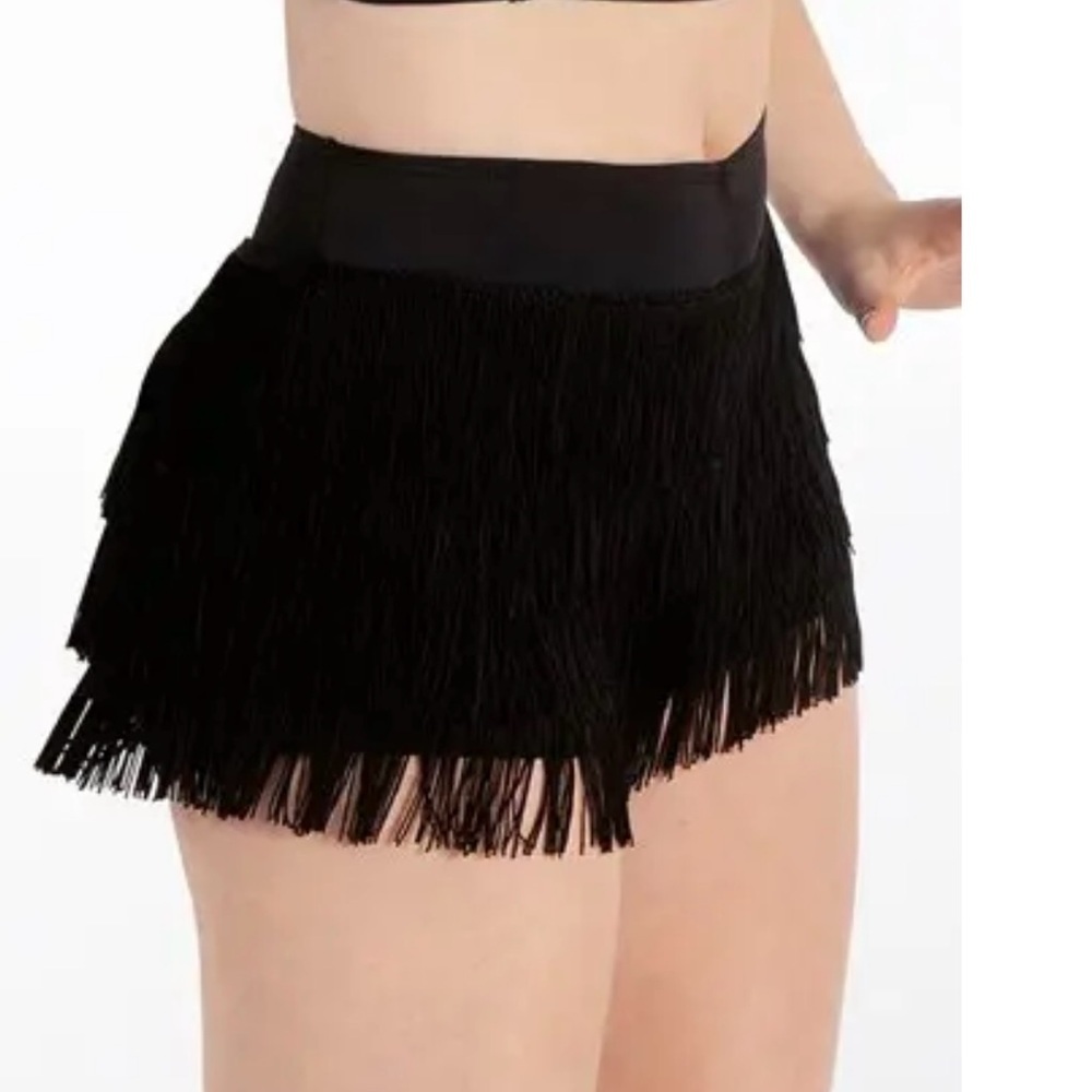 Weissman Girls Black High Waist Fringe Shorts Size Large 12/14 - Picture 6 of 7
